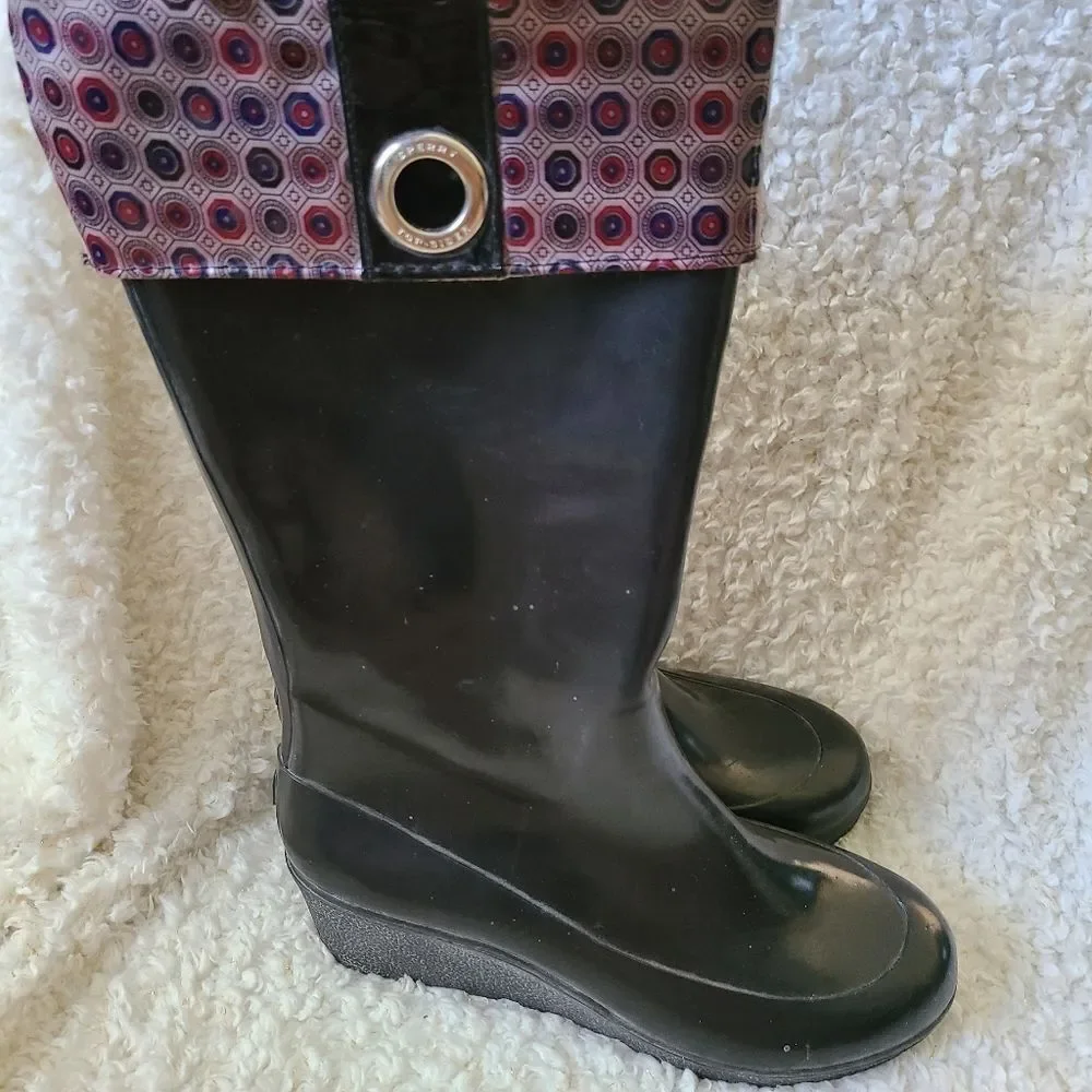 Sperry‎ Top Sider Wedge Pull-on Rubber Rain Boots sz 10